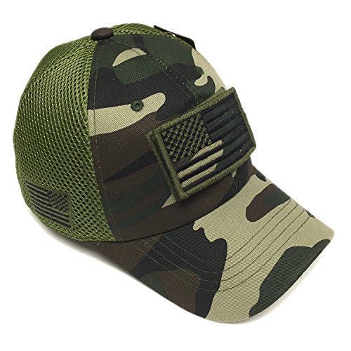 Military Army Green Camo Vintage Cotton Cap USA Flag Patch Trucker Mesh Baseball Hat Dad Hat Army Gear
