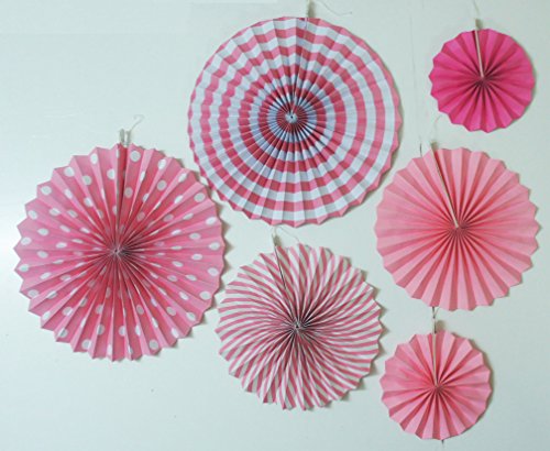 Buy My Party Suppliers Baby Shower Pink Fan Decorations 6pcs