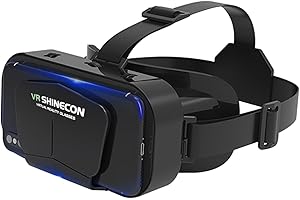 LVOERTUIG 3D VR Glasses VR Virtual Reality Headset Support 360Panorama Large Screen Anti-Bluelight Adjustable Pupil Distance Prevent Fatigue Goggles for Movies Games