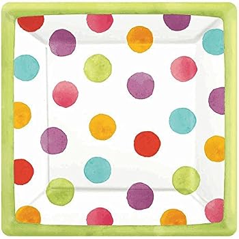 Amscan 60's Theme Dessert Teller – 8 Stück, Quadratisch, Aus Papier, Mehrfarbig, Für Partys