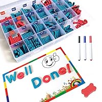 BincaBom 208 PCS Double Side Magnetic Letters kit Magnet Board Foam Alphabet Letters Classroom Spelling Learning Uppercase Lowercase Educational Toy Set for Classroom Kids Learning Spelling