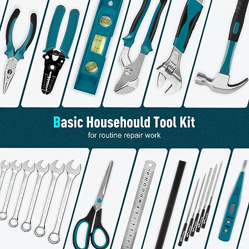Sundpey Tool Box 379 Pieces, Tool Box Filled with Drawer, General Tool Set, Household Tool Box Tool Set for Household Repairs and DIY, Blue