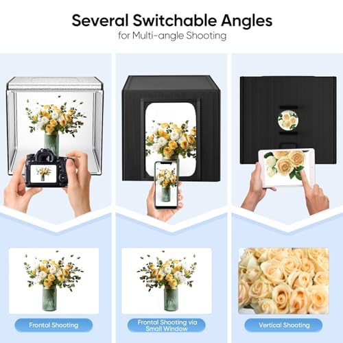 60 x 60 cm Photographic Light Box, Photo Studio and Lighting with 2 Removable and Adjustable LED Strips, 6 Background Colors for All Kinds of Product Photography