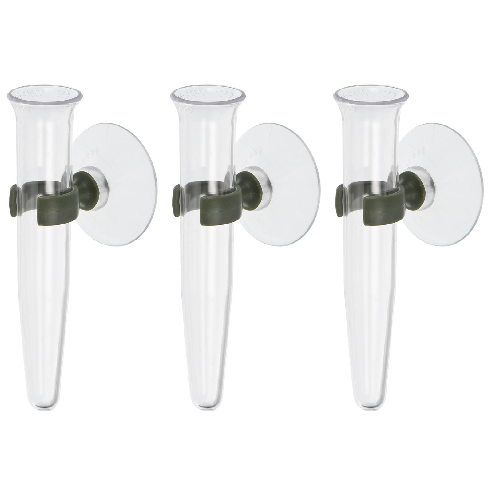 PATIKIL Floral Water Tubes with Suction Cup, 3 Pcs 0.6" ID 4" Plastic Wall Hanging Vase for Plants Flower Arrangement, Clear