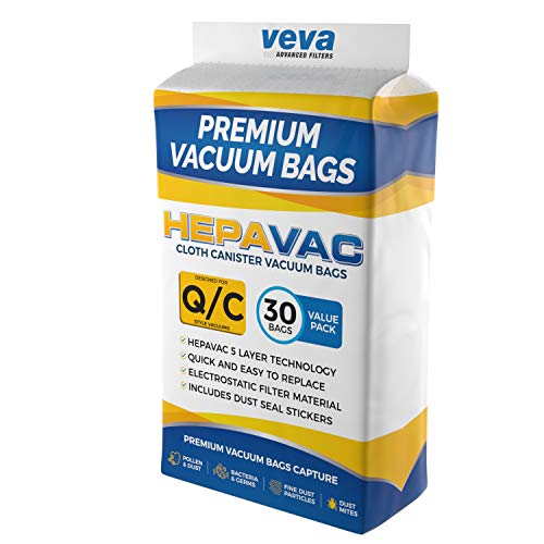 30 Pack VEVA Premium HEPA Vacuum Bags Type Q Cloth Bag compatible with