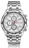 Men's Real Chronograph Quartz Movement Stainless Steel Watches with Date Display