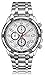 Men's Real Chronograph Quartz Movement Stainless Steel Watches with Date Display