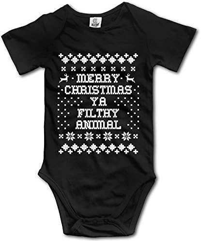 Merry Christmas Ya Filthy Animal Cotton Baby Boy Girl Sleep , Footless, Short Sleeve