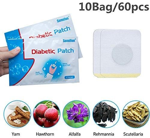 Fishyu 60 Pcs Diabetic Patch Natural Herbs Reduce High Blood Sugar Plaster