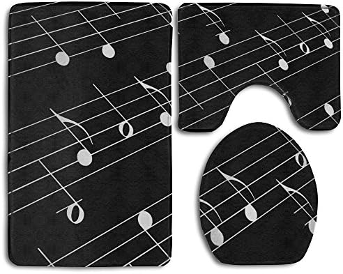 Black And White Piano Keys 3 Piece Soft Bathroom Rugs Set Washable Not Fade Bath Shower Mat U-shaped Lid Toilet Floor