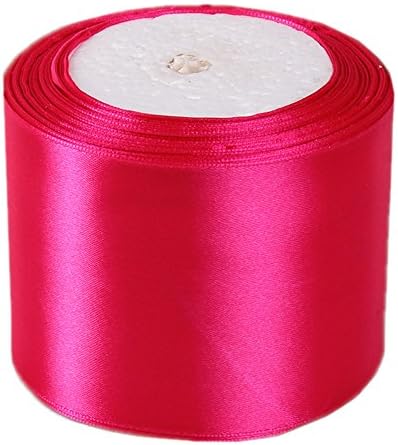 USIX 25 Yards 8CM/3.15 Inch Double-Side Fabric Satin Ribbon for Gift Wrapping Hair Bow Clip Accessories Craft Making Birthday Baby Shower Party Wedding Decoration (#14 Rose)