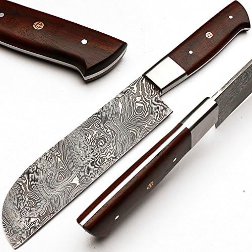 8701 damascus knife custom handmade / 12" / full tang / handle made of rosewood / chef knife / kitchen knife / universal knife ....... butcher's knife ... collection of knife .... one of its kind