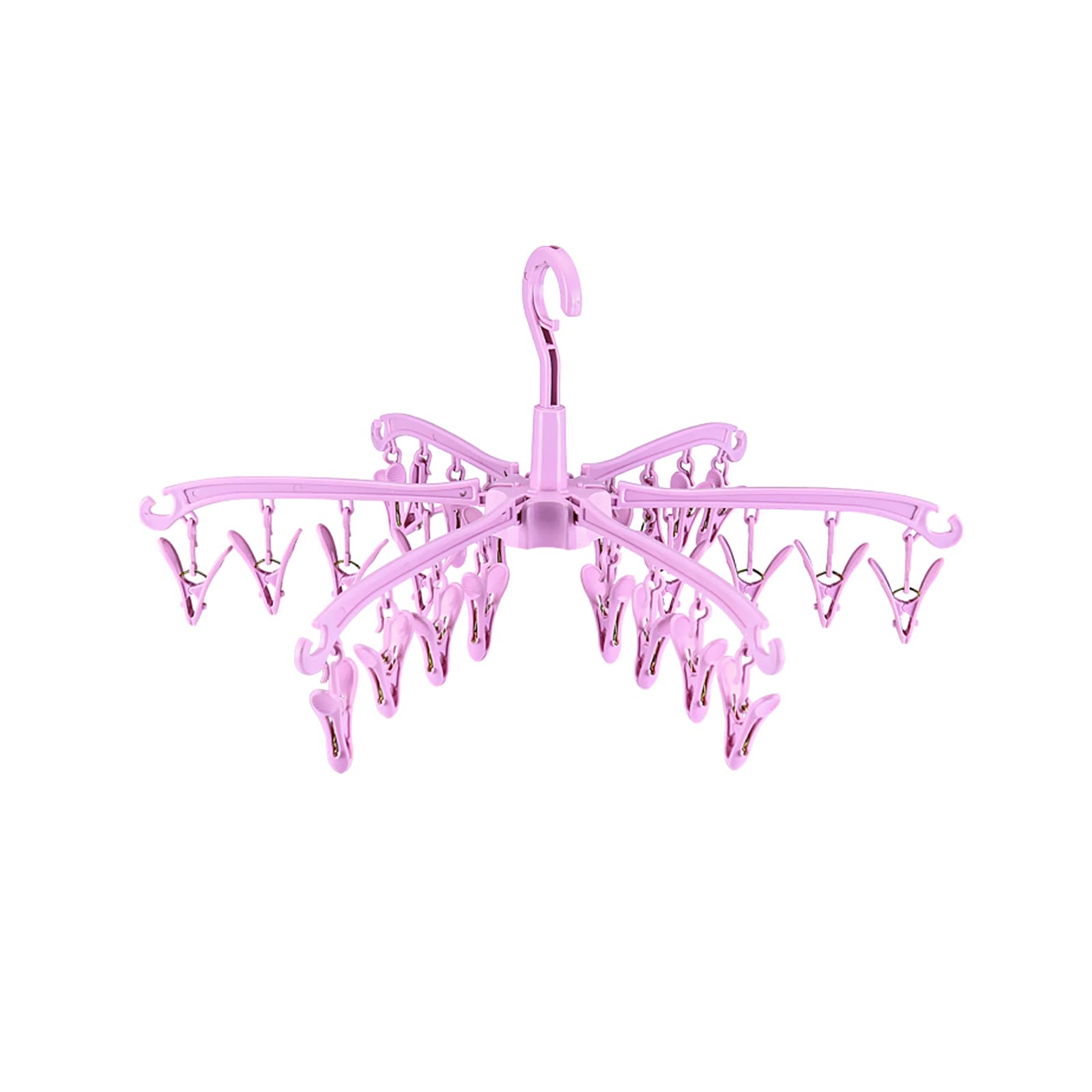 CMOISO 365° Rotation Sock Hanger for Washing Line, 1 Pcs Foldable Underwear Dryer with Pegs, Sock Dryer with Pegs, Underwear Hanger for Laundry (Pink) — image 1