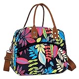 Insulated Lunch Bags for Women Men Reusable Lunch Tote Bag Cooler Bag Lunch Box with Adjustable Shoulder Strap Food Storage Container Meal Prep Organizer for Adult Work School Picnic - Leaf