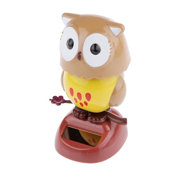 Cute Solar Powered Shaking Owl Toy ABS Resin Owl on Stage Dancing Table