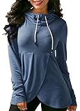 Geckatte Womens Pullover Hoodie Cowl Neck Asymmetric Hem Hooded Sweatshirt Tunic Hoodies