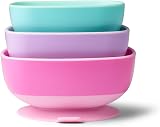 Nuby Toddler Suction Bowls 3-Pack with Easy Release Tab Girl view 2