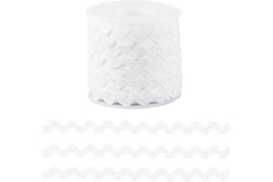 GORGECRAFT 25 Yards Sewing Rick Rack Trim White Lace Wave Ribbon 3/8 Inch RIC Rac Ribbon Christmas Zig Zag Wave Bending Lace Trim S Shaped Woven Braided Fabric with Spool for DIY Crafts Wedding