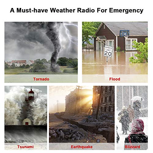 NOAA Weather Radio Hand Crank Solar AM FM 2000mAh Power Bank Emergency Weather Alert LED Flashlight Reading Lamp SOS Alarm with Emergency Blanket (RED) - Thumbnail 7