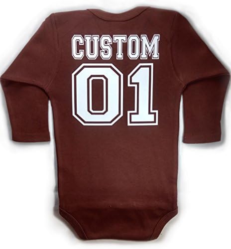 Chamuco CustomsBaby Football Long Sleeve with Custom Personalized Back Baby Bodysuit Brown Unisex