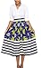 Annflat Women's African Print Knee Length Flare Skirts with Pockets Small Purple