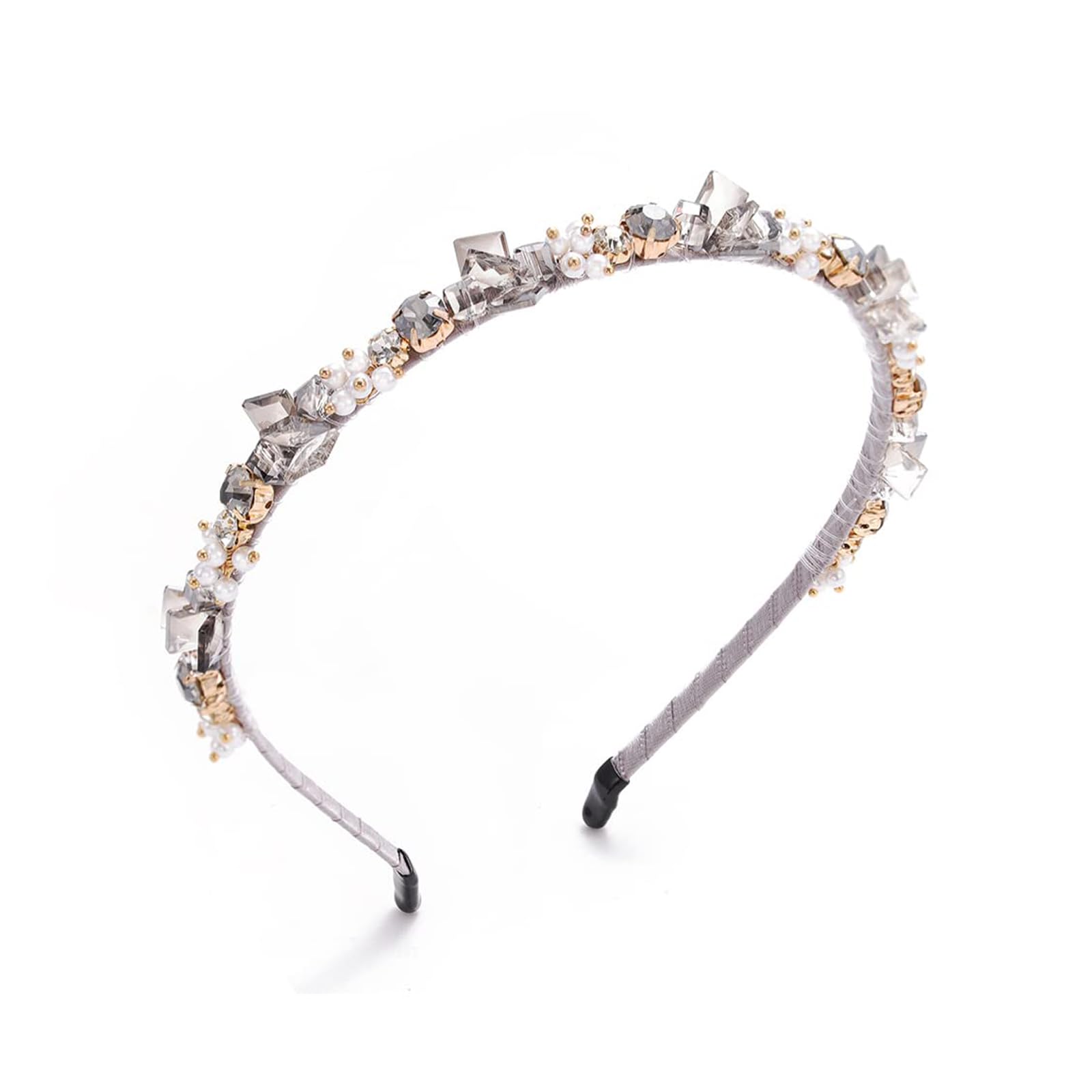 Qiwenr Crystal Headband, Crystal Side Headband, Pink Rhinestone Hair Bands, Great Headpiece for Prom, Party