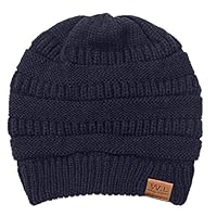 Beanie Hat for Men and Women Lining Beanies Winter Warm Hats Knit Slouchy Thick Skull Cap Navy Blue
