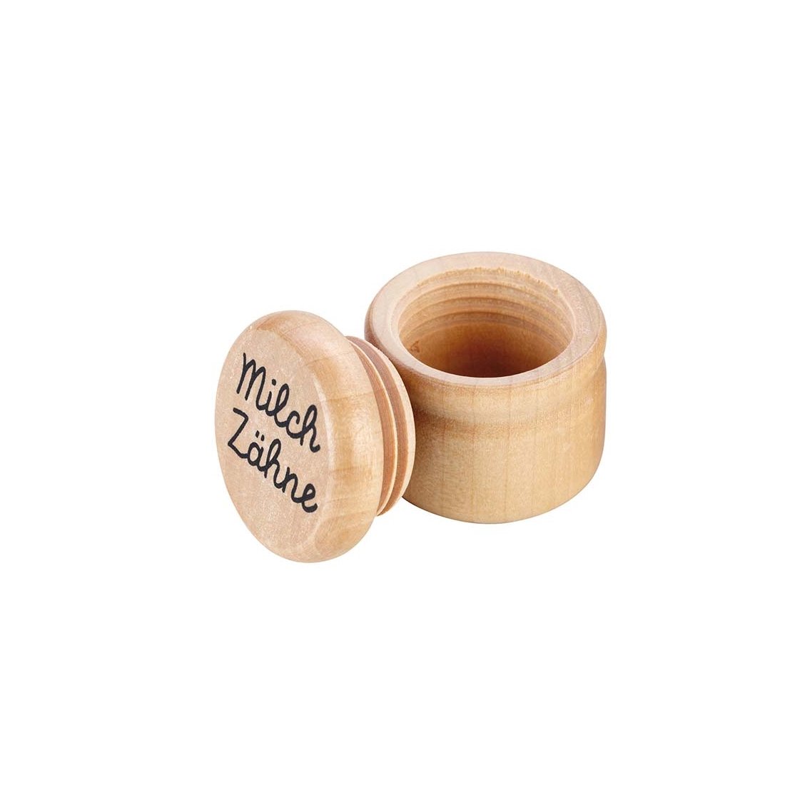 Goki Rustic Wooden Round Milk Teeth Storage Box, Diameter: 4 cm, Height: 3 cm