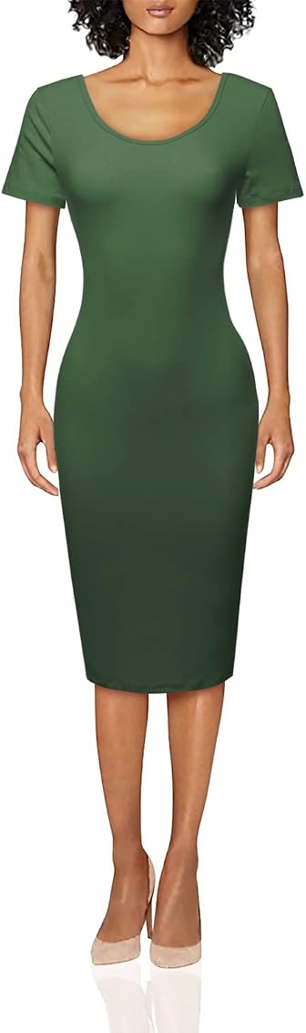Short Sleeve Premium Cotton Midi Dress 