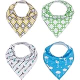 Baby Bandana Drool Bibs, Unisex 4 Pack Gift Set for Drooling and Teething Boys and Girls, Soft and Absorbent Cotton by Farnod Baby