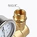Esright Brass Water Pressure Regulator 3/4 Lead-Free with Gauge for RV Camper Adjustable Water Pressure Regulator,Build-in Oil (NH Threads)