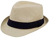 Eqoba Men & Women's Summer Short Brim Natural Straw Fedora Hat