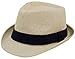 Eqoba Man and Women's Summer Short Brim Natural Straw Fedora Hat, Black