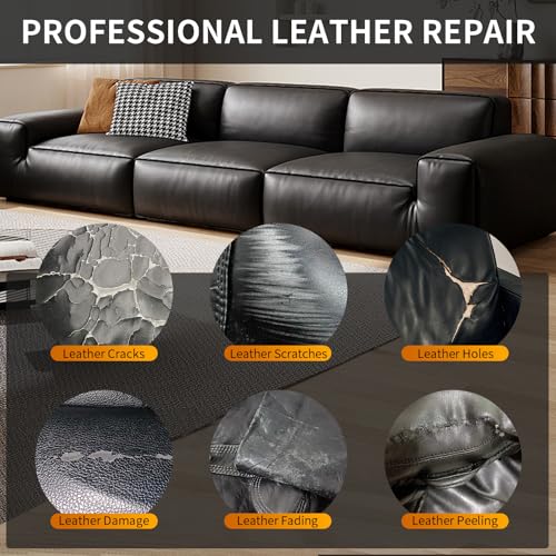 Black Leather Repair Kit 60 g, Black Leather Putty Repair Kit for Repairing Scratches, Discolourations and Holes on Leather Sofas, Car Seats, Shoes, Wallets and Synthetic Leather