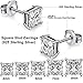 CZ Diamond Stud Earrings Sterling Silver Round Princess Cut Simulated Diamond Stud Earrings Women Square Stud Earrings Men Earrings,Simple Casual Cubic Zirconia Earrings,Sterling Silver Earrings Stud