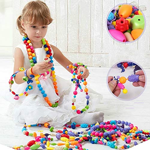 BigOtters Pop Beads, 500PCS+ Kids Pop Snap Beads Set DIY Jewelry Making Kit Toys to Make Hairband Necklaces Bracelets Rings Art & Craft Creativity Toys for Girls Christmas Birthday Gifts