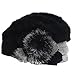 Retro Women Floral Trimmed Wool Blend Cloche Winter Hat (Angola-black)