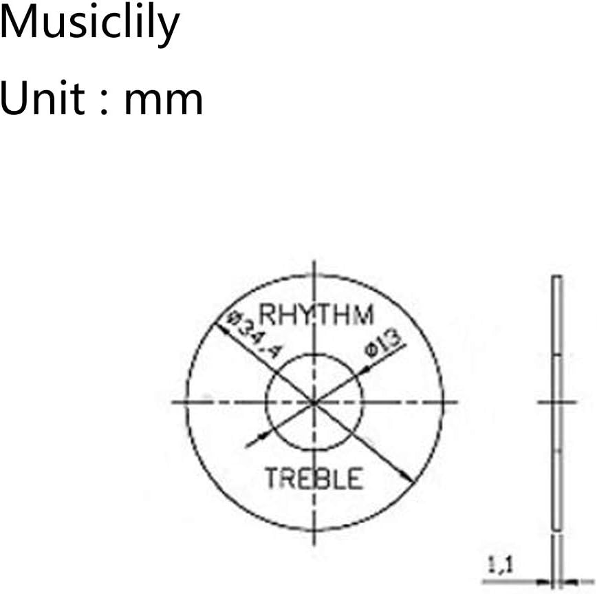 Musiclily Pro Self Adhesive Guitar Toggle Switch Plate LP Washer Rhythm Treble Ring, Cream with Gold Words (Set of 2) - Image 3