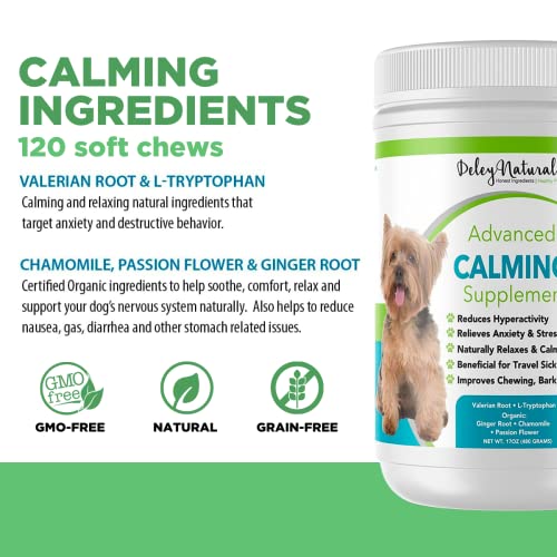 Deley Naturals Advanced Calming Supplement for Dogs Helps Stress