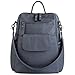 UTO Women Backpack Purse 3 ways PU Washed Leather Ladies Rucksack Shoulder Bag Grey