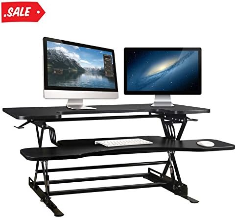 Fitmate Standing Desk - 36" Height Adjustable Stand Up Desk Computer Riser, Sit Stand Desk Elevating Desktop Fits Two Monitors (Black)