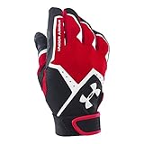 Under Armour Boys' Clean-Up VI Batting Gloves, Red/Black, Youth Small