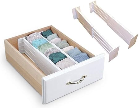 Livivo Set Of 2 White Spring Loaded Expandable Drawer Dividers