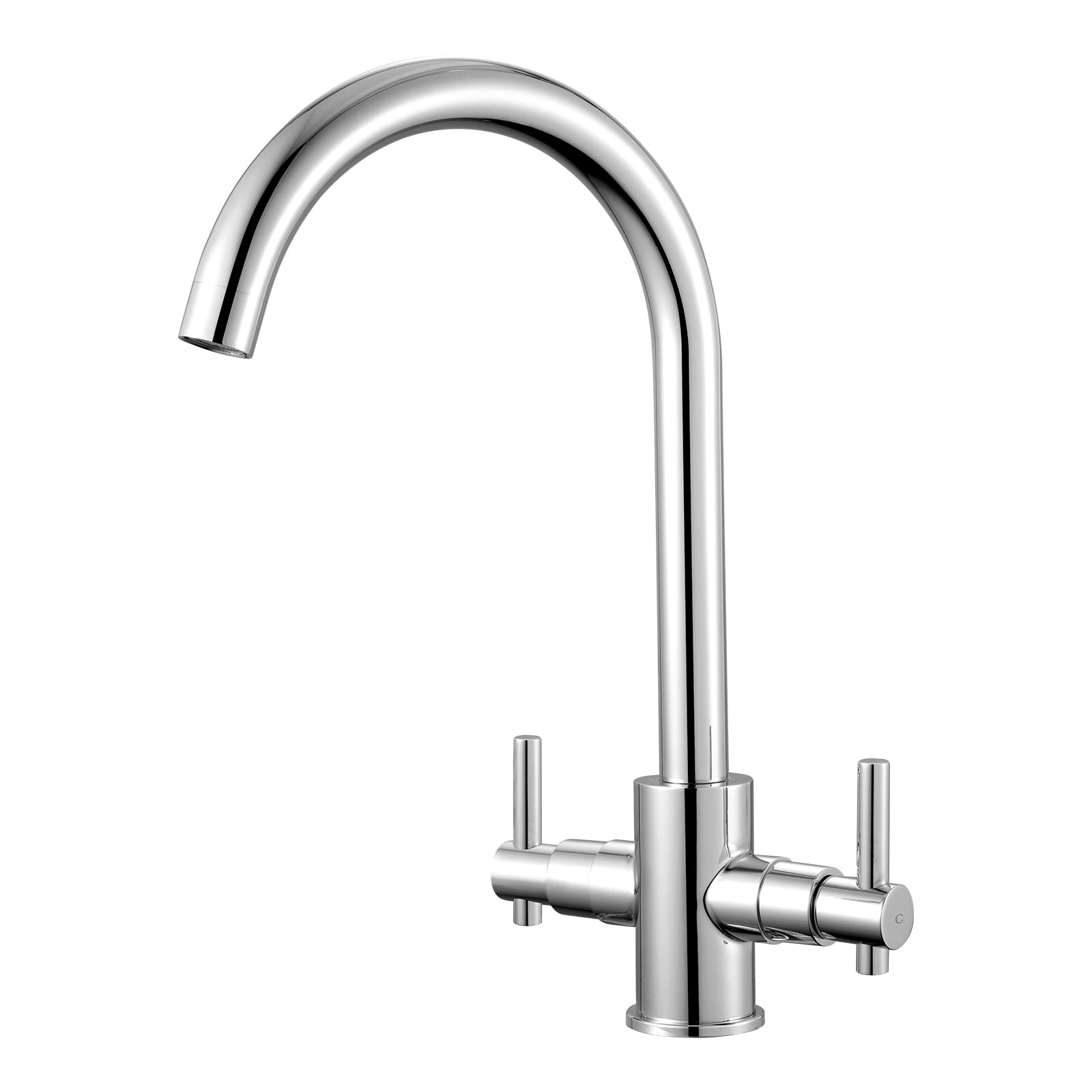 Peppermint Kitchen Sink Taps Mixers Traditional Dual Lever Monobloc Swivel Spout Stainless Steel Chrome Mixer Taps for Kitchen Sink Tap
