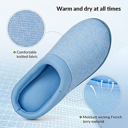 HomeTop Women's Comfort Slip On Memory Foam Slippers French Terry Lining House Slippers w