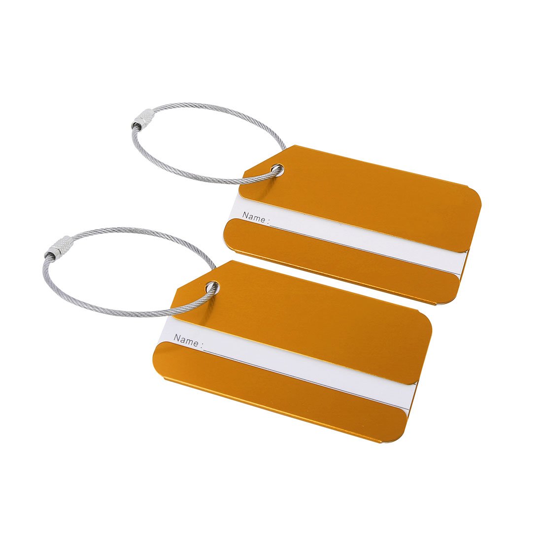 Sourcingmap Luggage Tags,Metal Travel Tags Luggage Identifier Card Holder Name Address ID Labels for Baggage Suitcases,Gold Tone, 2 Pack