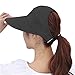 HINDAWI Sun Hats for Women Wide Brim UV Protection Summer Beach Visor Cap Black