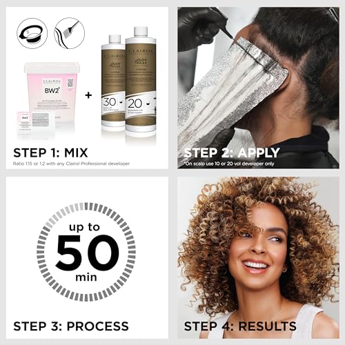 Clairol Professional BW2+ Dedusted Extra Strength Powder Lightener, Up to 9 Levels of Lift for Hair Highlights & Lightening