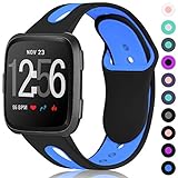 Maledan Compatible with Fitbit Versa Band, Small, Black Blue