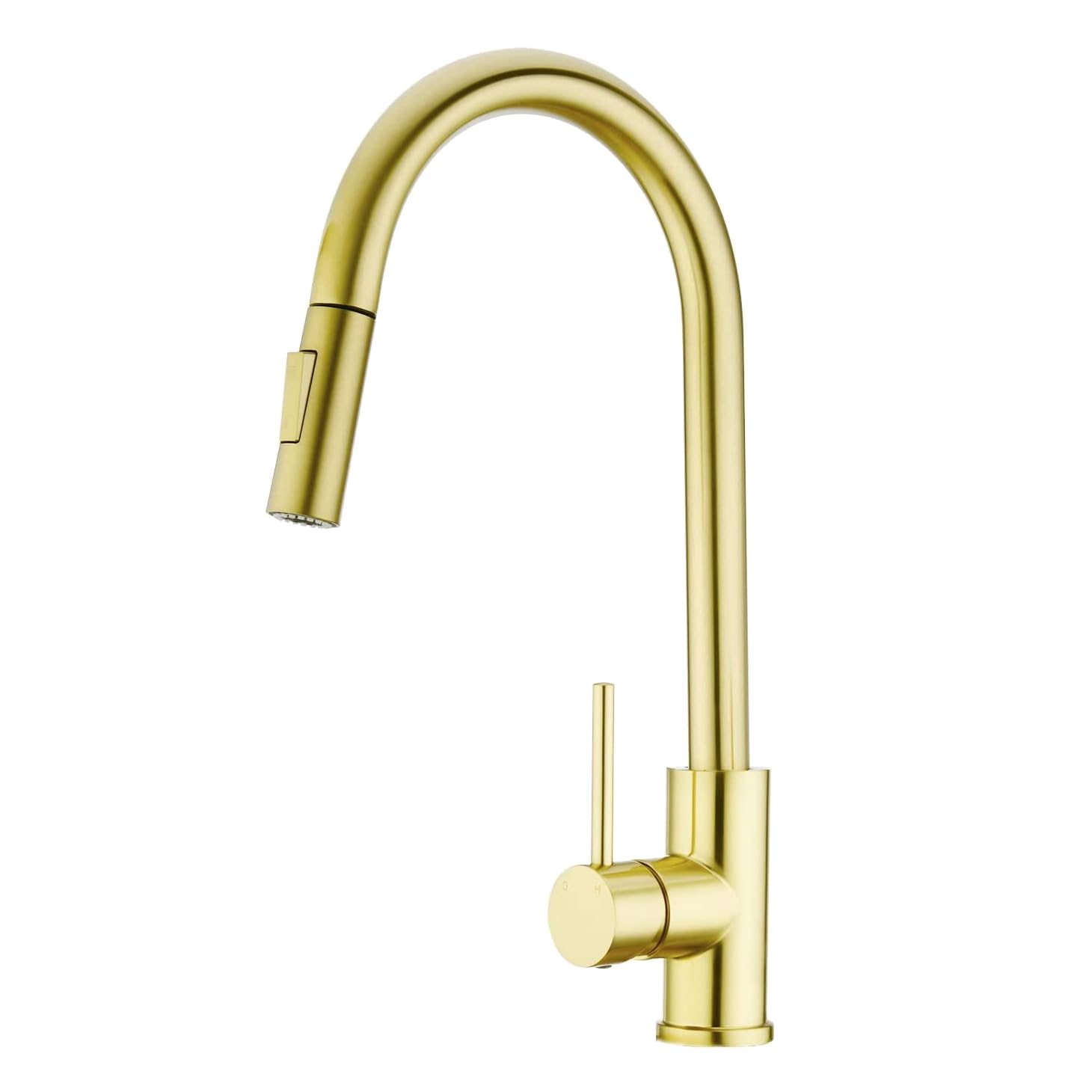 GULICA Brushed Gold Kitchen Tap, Single Handle, 2 Water Mode 360 Degree Swivel Pre-Rinse Pull Out Kitchen Sink Tap